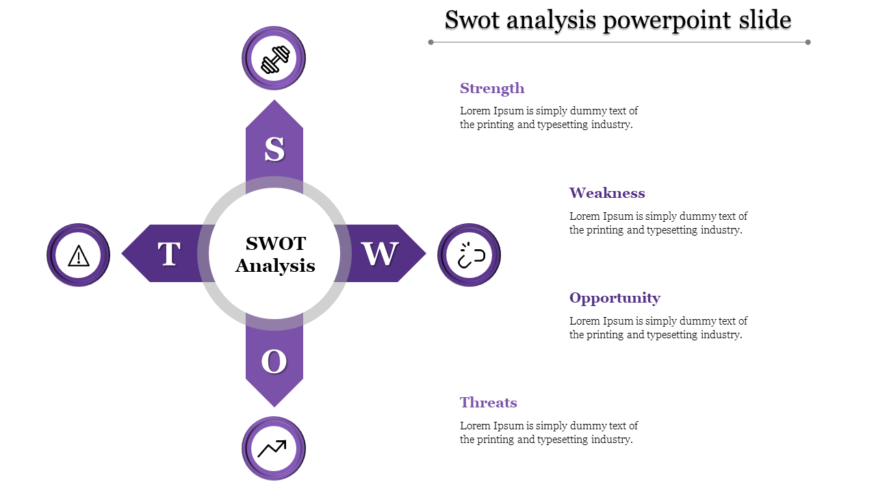 swot analysis powerpoint slide-Purple